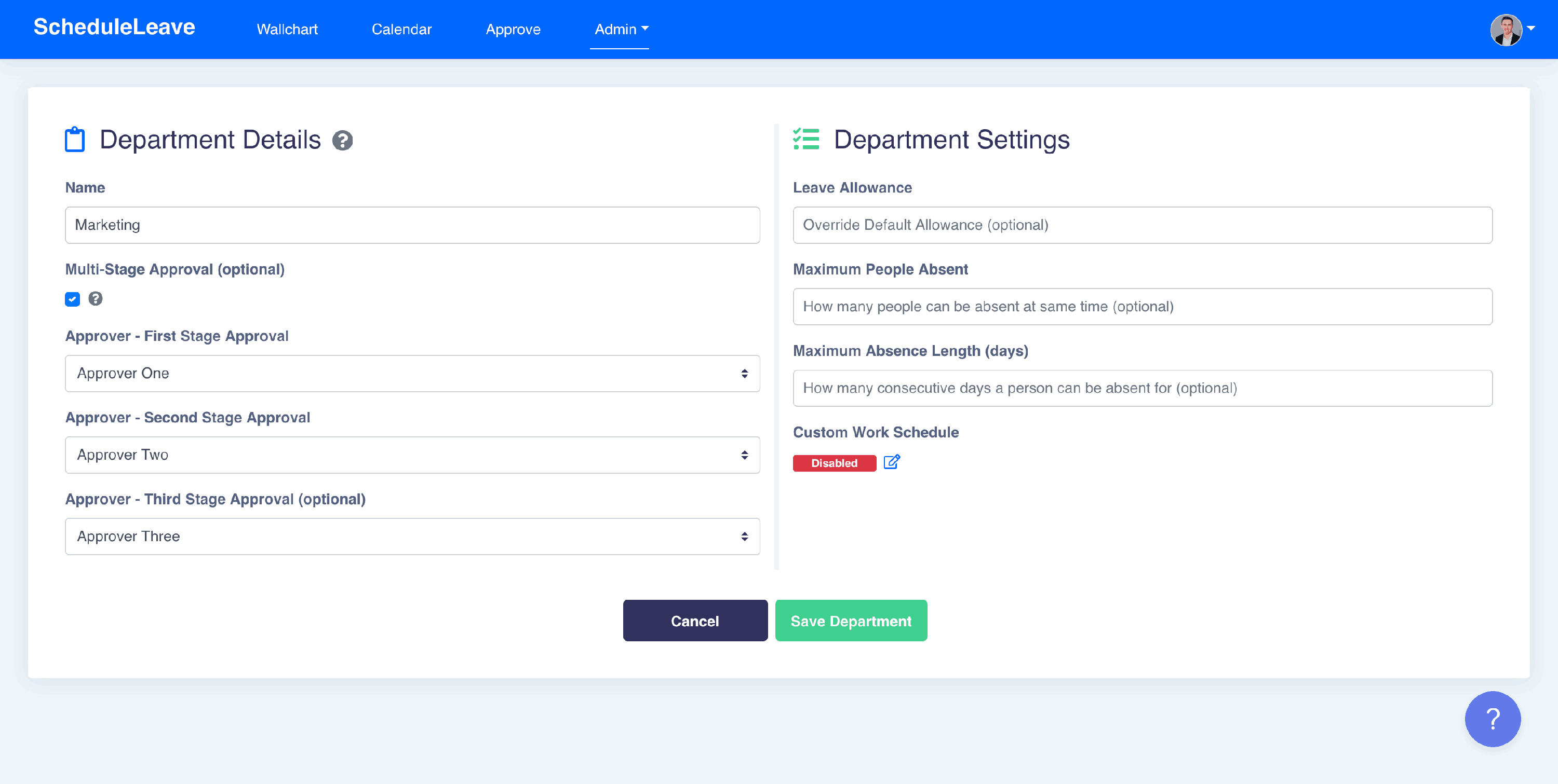 ScheduleLeave - Multi-stage approval