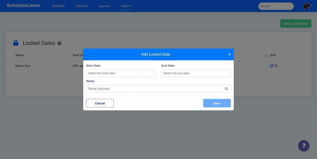 Locked dates for staff leave