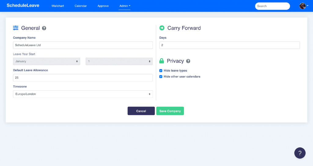 Admin options for privacy modes