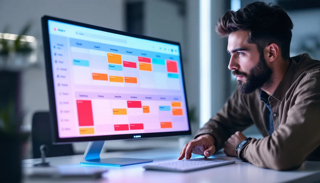A manager reviewing a staff scheduling tool to improve workforce management.
