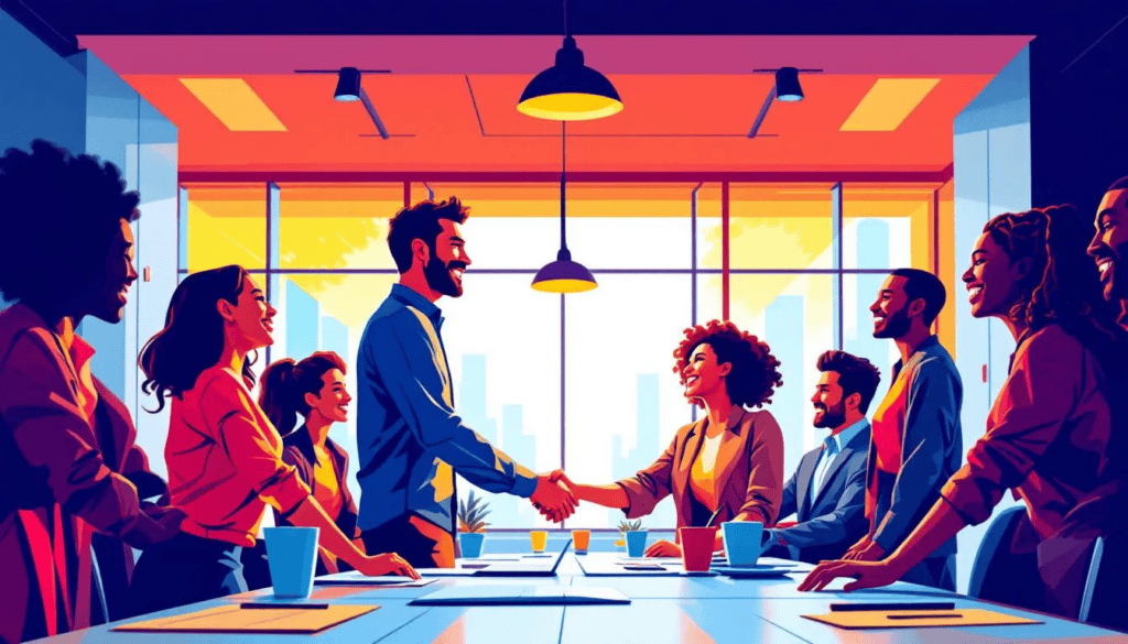 An employee returning to work after a long absence, showcasing a supportive working environment.