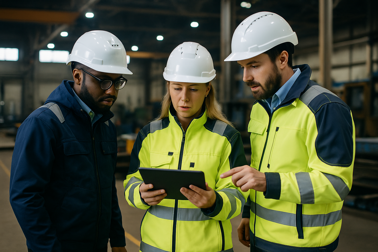 Workman collaborating